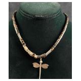 Natural Bead Necklace w Sterling Charms & Clasp