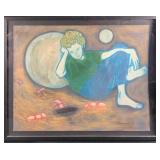 Original Framed Chalk On Paper Watching Ants X1