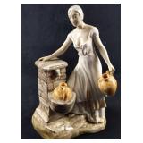 Vintage Ceramic Girl With Water Jugs Figurine