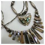 Native Style Silver Turquoise And Abalone Shell Ne