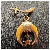 Antique 10k Gold Shriners Pin With Claw Crescent
