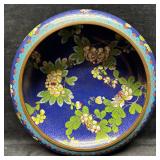 Chinese Cloisonne Enamel Floral Bowl Cobalt Blue B