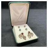 3 Pairs of Colored CZ Sterling Earrings