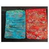 2 Vintage Teal And Red Asian Style Travel Jewelry