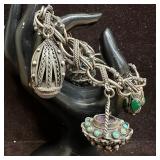 800 Silver Moonstone Green Onyx Garnet Detailed Or