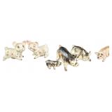 Six Vintage Fine China Piggies Figurines & Salt &