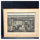 Victorian Interior Genre Scene Framed Engraving Ar