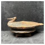 Lozi Carved Wooden Food Bowl With Bird Lid Zambia