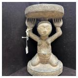 Luba Caryatid Stool Carved Wood Female Figure Muku