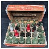 Vintage Coca Cola Wooden Bottle Crate With Assorte
