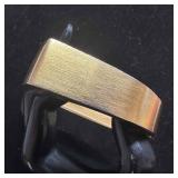 Crown Trifari Modernist Gold Tone Hinged Bracelet
