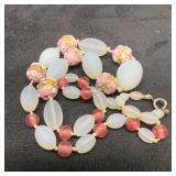 Venetian Murano Glass Lamp Work Bead Clear Frosted