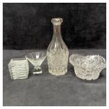 Group of Assorted Decorative Glassware Decanter Cu