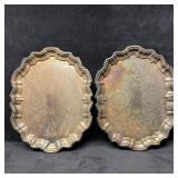 2 Vintage Footed Oval Kent Silversmith Silver Plat