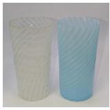 2 Vintage Blue and White Swirl Highball Glasses