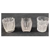 Three Clear Glass Pod Vases Or Toothpick Holders