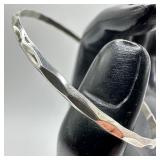 Geometric Hammered Texture Style Silver Bracelet B