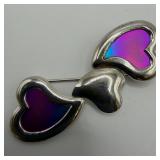 Triple Heart 925 Sterling Silver Brooch