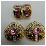 Nolan Miller Pink Crystal Costume Earrings HG26