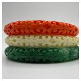 Kenneth Jay Lane Faux Jade Coral Ivory Tone Molded