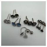 Group of Sterling Silver 925 Gemstone CZ Stud Earr