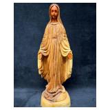 Hand Carved Olive Wood Madonna Figure Virgin Mary