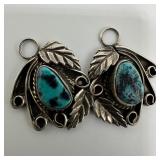 Native Navajo Style Leaf Motif Silver Earrings Tur
