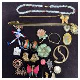 Vintage Costume Jewelry Group Including Floral But