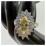 Marquise Cut Double Halo Style Citrine Encrusted C