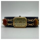 Kenneth Jay Lane Quartz Analog Gold Tone Bracelet