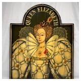 Large Folk Art Painted Wooden Panel of Queen Eliza