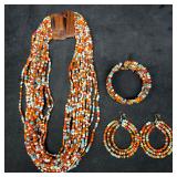 Colorful Multi-Strand Artisan Beaded Necklace Brac