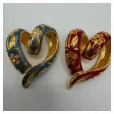 Nolan Miller Floral Enamel Cloissone Red and Gray