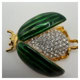 Kenneth Jay Lane KJL Green Enamel and Crystal Beet