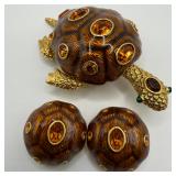 Joan Rivers Classics Turtle Brooch and Matching Cl