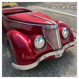 Custom Red Metal Pedal Car Spare Tire and Tufted S