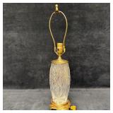 Vintage Heavy Cut Crystal Table Lamp with Brass Fi