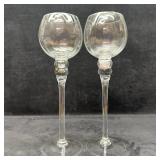 Pair of Clear Glass Long Stem Cordial or Large Win