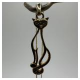 Moissanite 10K Gold Siamese Cat Pendant Necklace