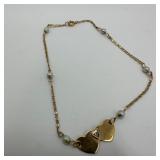 14K Yellow Gold Accent Diamond Double Heart Cultur