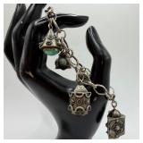 800 Silver Five Ornate Fob Charm Bracelet ER51 Cha
