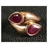 Vintage 18K Rose Gold Unisex Natural 4 TCW Ruby Ri