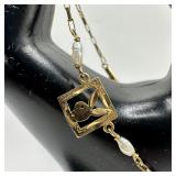 Playboy Bunny Accent Pearls 14K Gold Bracelet W11