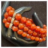 Carnelian Beaded Stretch Sterling Silver Accents X