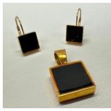 14k Gold Bernard K Passman Earrings & Pendant Set