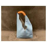 Blue Two-Tone Shoulder Tote With Wallet