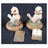 2 Porcellane Artistiche Capodimonte Bird Figurines