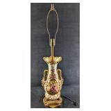 Vintage Gilded Floral Porcelain Table Lamp