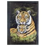 Original Vargas Black Velvet Painting Tiger & Cub