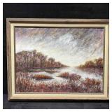 Autumn Marsh Landscape Oil on Canvas R145